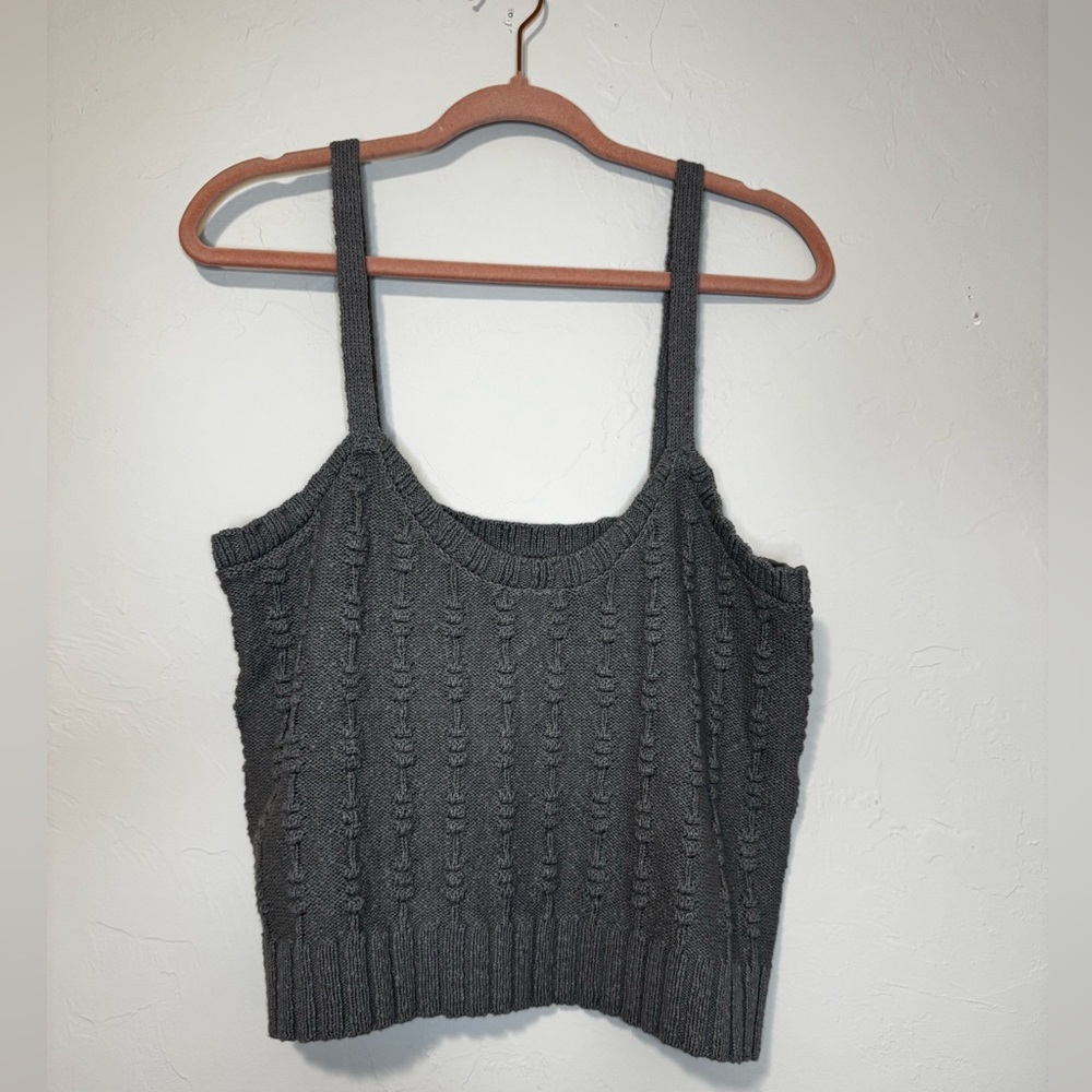 Weekend Los Angeles Gray Cable Knit Woven Top size large crop tank Nordstrom - Picture 2 of 4